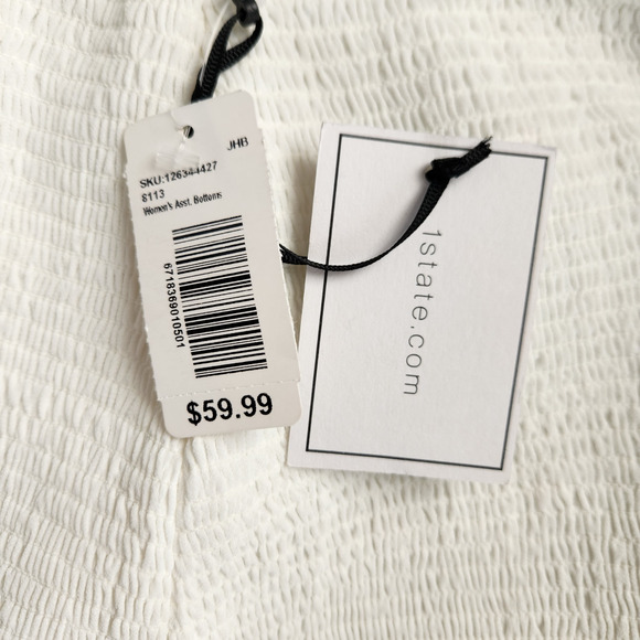 1. State Smocked Double Ruffle Hem Mini Skirt In White Women's Size Small NWT - Picture 11 of 11